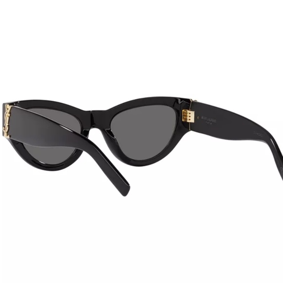 YSL Women's Cat Eye Sunglasses Black and Gold Monogram 53mm - Picture 2 of 12